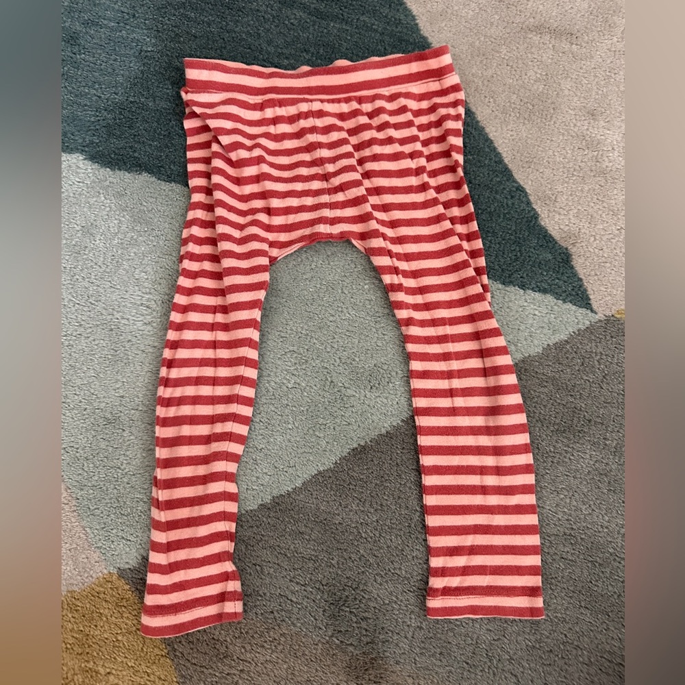 Kate Quinn Red and Pink Striped Leggings